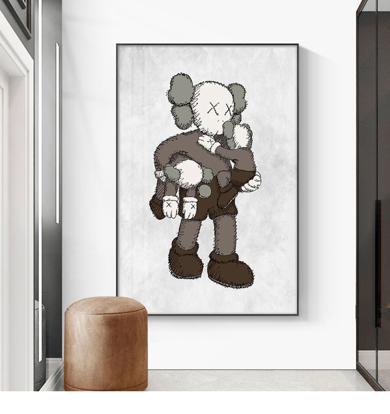 【严选京品】kaws潮牌装饰画暴力熊动漫玄关挂画沙发背景墙画房间落地