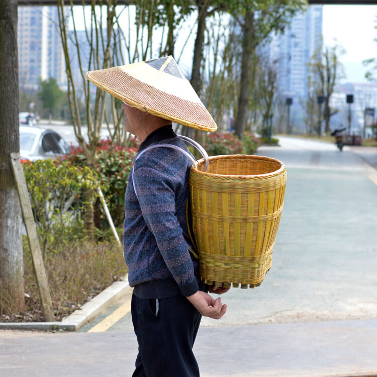 背篓竹编家用大号后背式采摘买菜竹筐收纳筐背篼成人采蘑菇筐小号