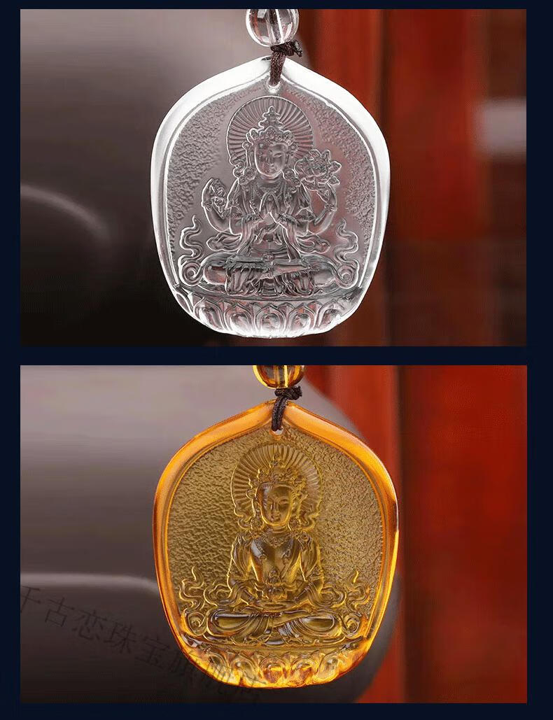 千古恋 绿度母琉璃吊坠项链尼泊尔佛教饰品绿度母心咒唐卡男女佛牌