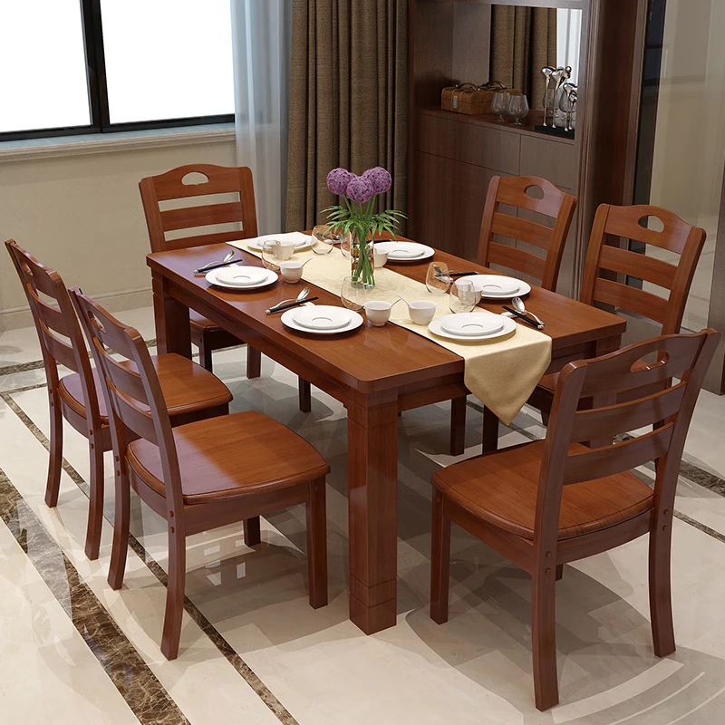 Mogao Space Dining Table Solid Wood, Solid Wood Dining Table And Six Chairs