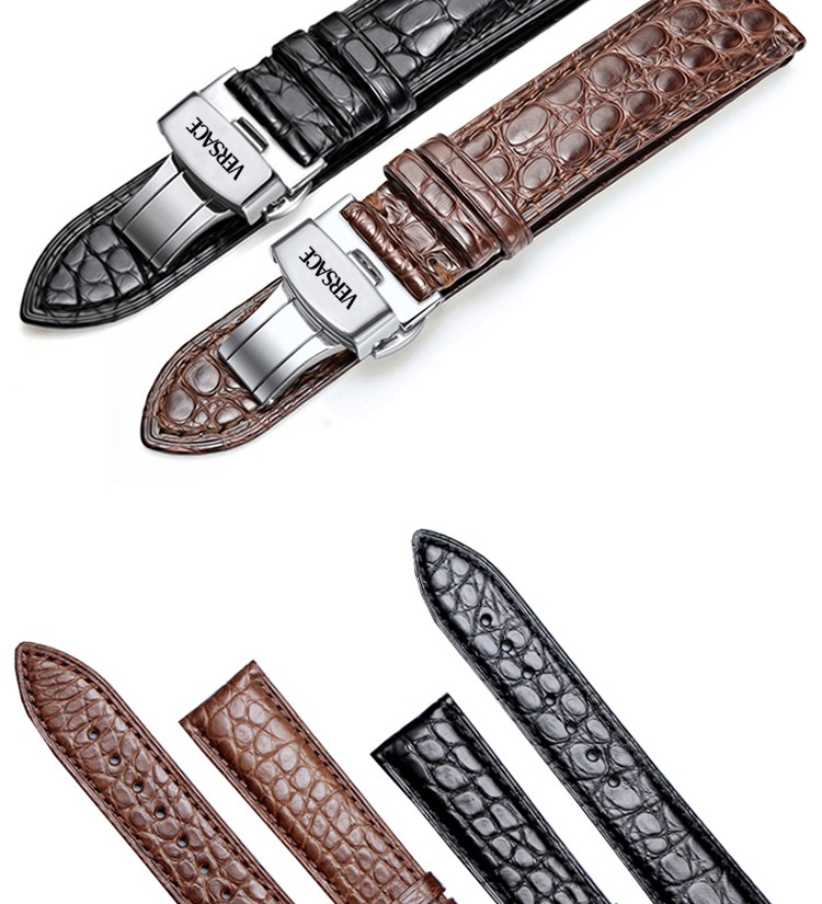 京选好带范思哲原装表带真皮vbq080017vbq050017男女蝴蝶扣手表带棕色