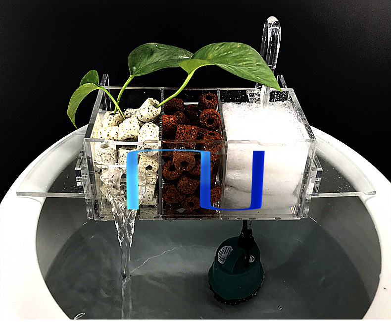 圆缸专用荷花缸圆形陶瓷鱼缸过滤器增氧鱼盆过滤盒亚克力流水循环三盒