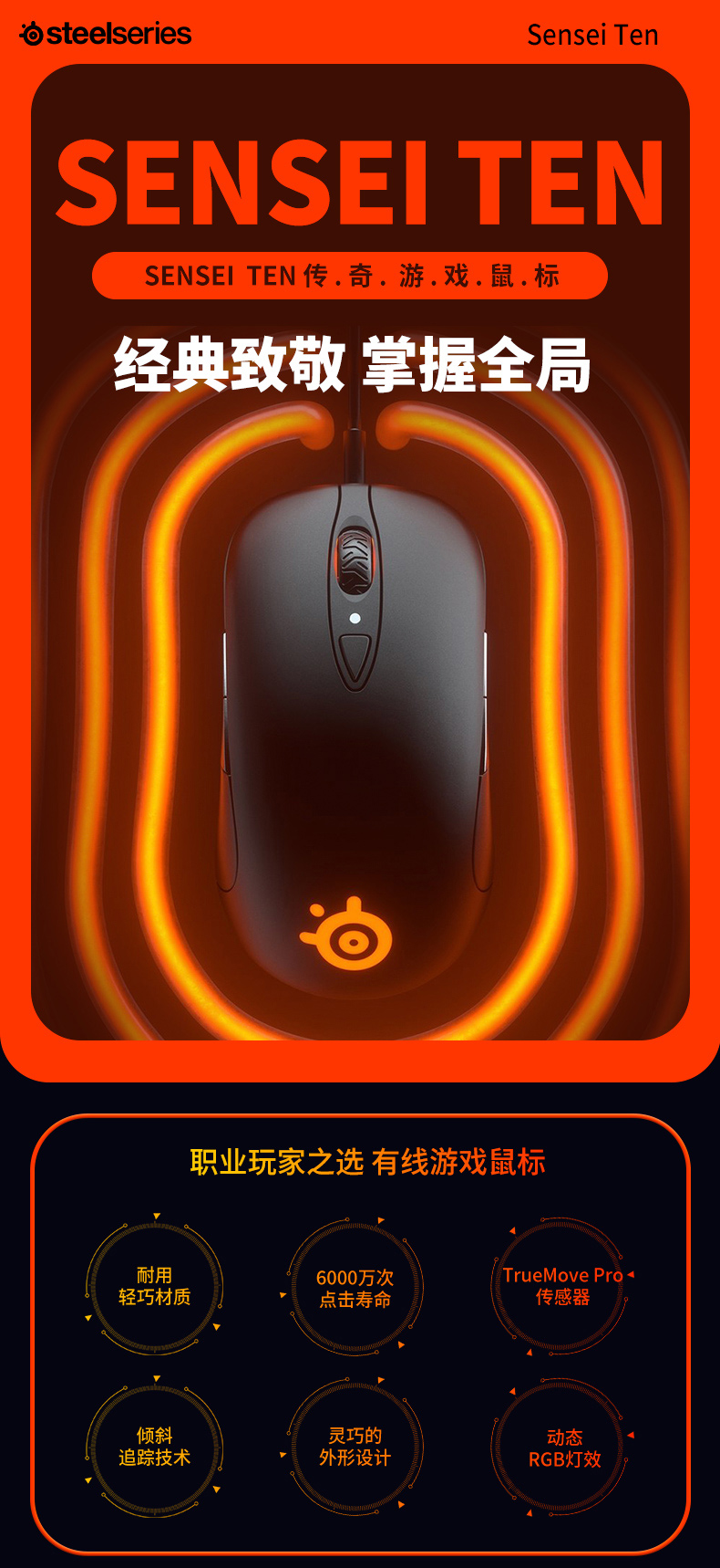 赛睿(steelseries)steelseries赛睿sensei ten大师系列鼠标有线鼠标