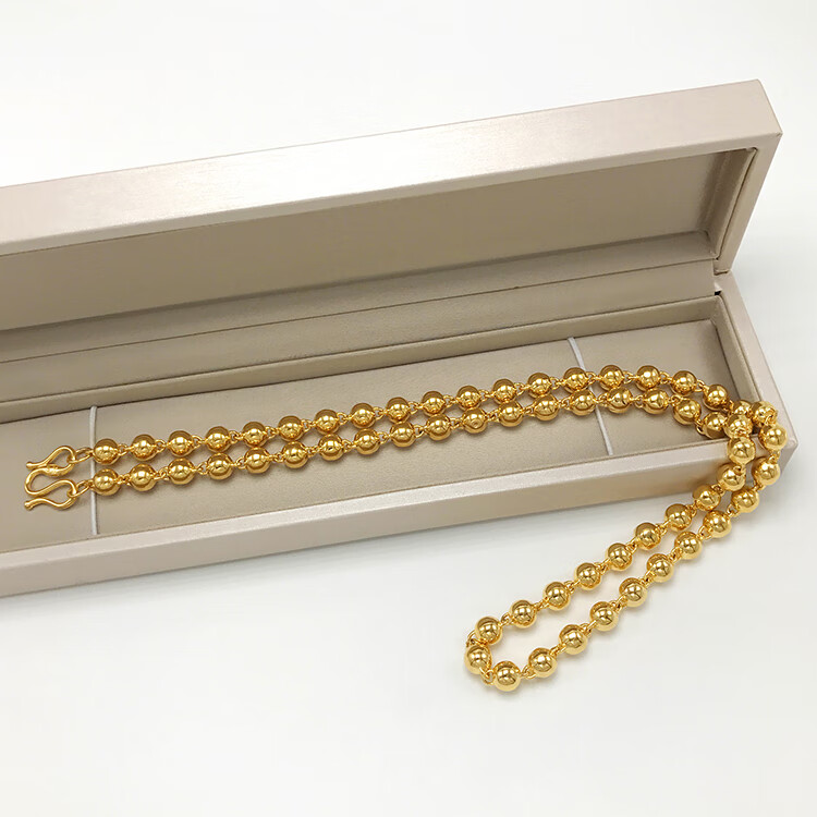 爱尚坊 越南沙金色项链男士圆珠项链欧币沙金首饰链久七夕情人节礼物