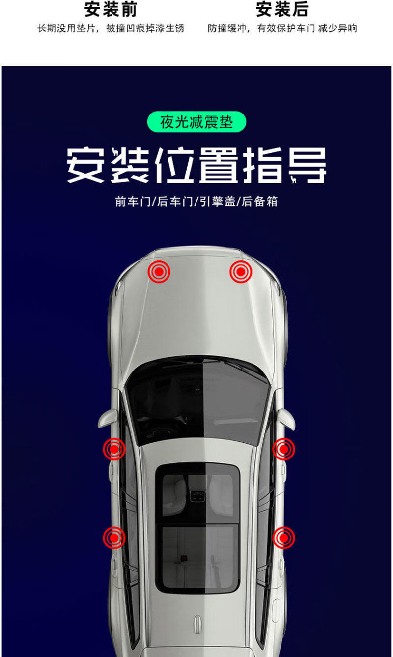 车门减震垫汽车车门缓冲垫减震垫片夜光加厚防震垫片消声垫橡胶垫片