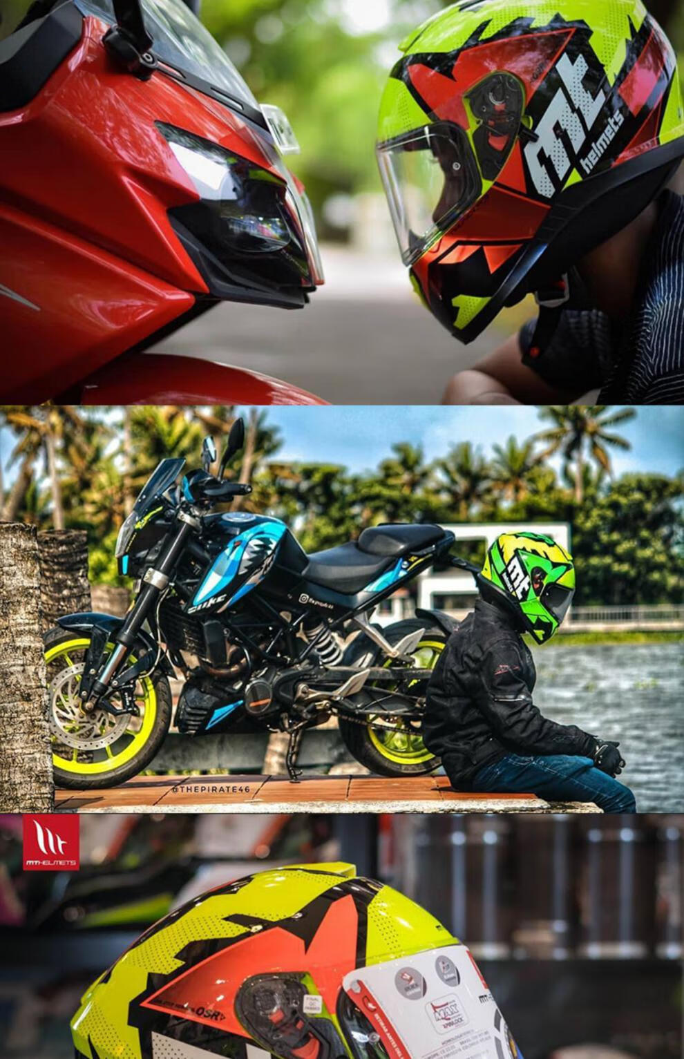 西班牙mt摩托车男头盔雷神3双镜片机车骑行眼镜槽赛车冬全盔 黑灰蟒蛇