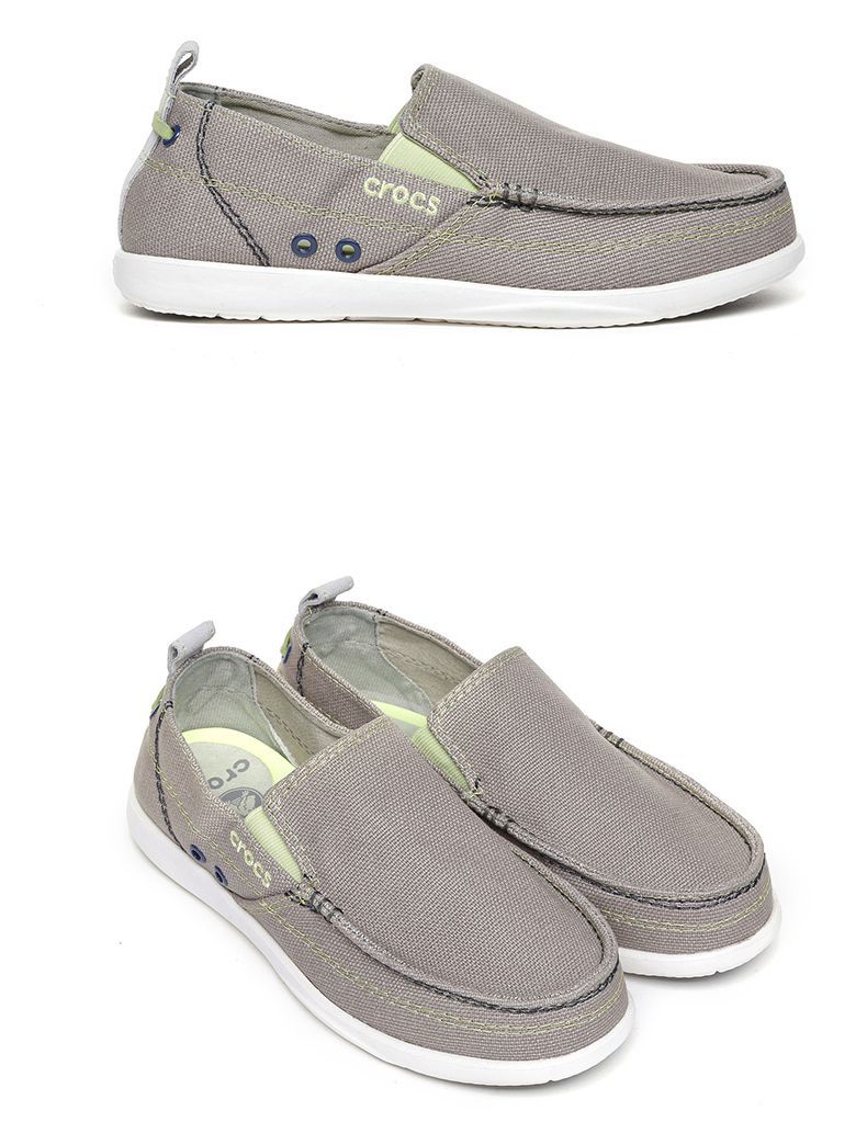 crocs卡99骆驰男鞋沃尔卢帆布鞋风尚低帮一脚蹬透气休闲鞋11270石墨