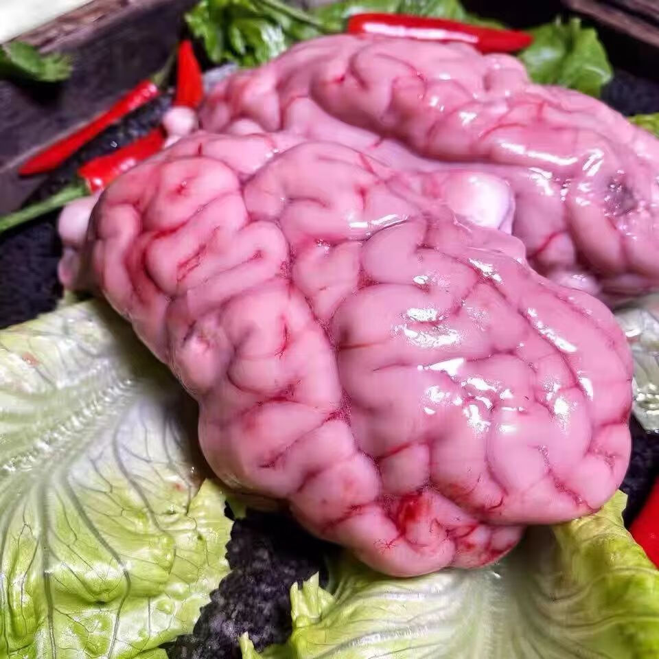 羊脑子新鲜真活羊现杀火锅食材冷冻山羊脑湾钰蜜新鲜羊脑二斤