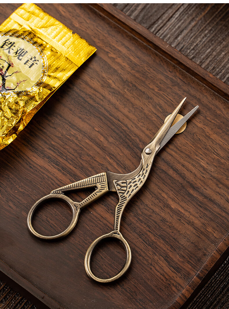 毅珊茶剪刀茶叶包装袋剪刀古铜家用袋泡迷你小剪刀日式泡茶工具茶道