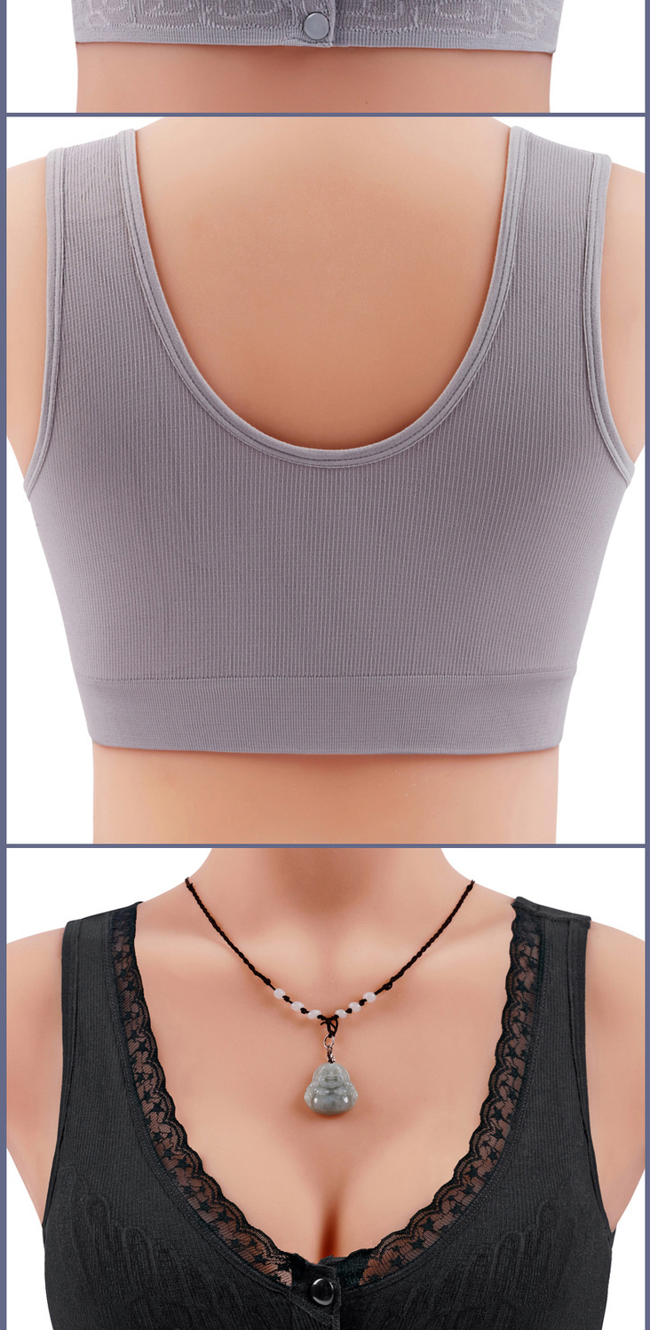 σο妈妈内衣文胸中年妇女老年人女背心式前扣大码乳胶文胸无钢圈胸罩