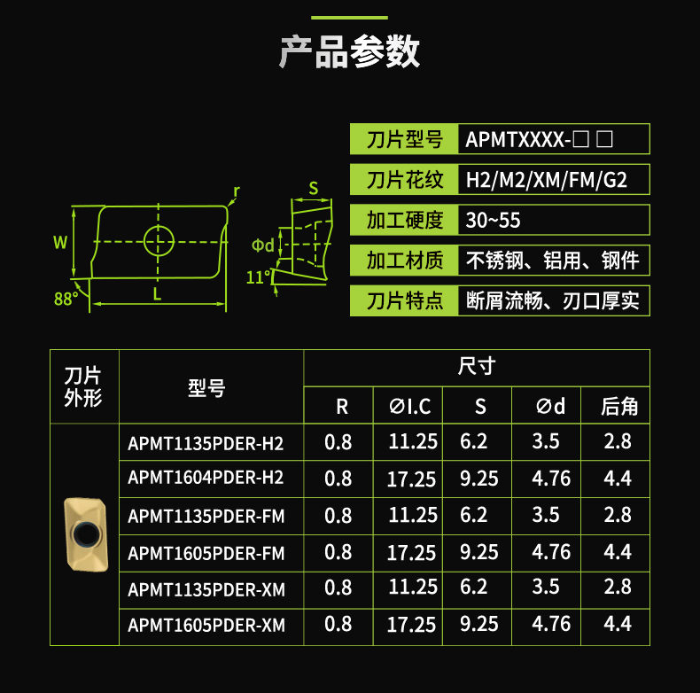 定制通会数控铣刀片1604apmt1135铣刀片r0.