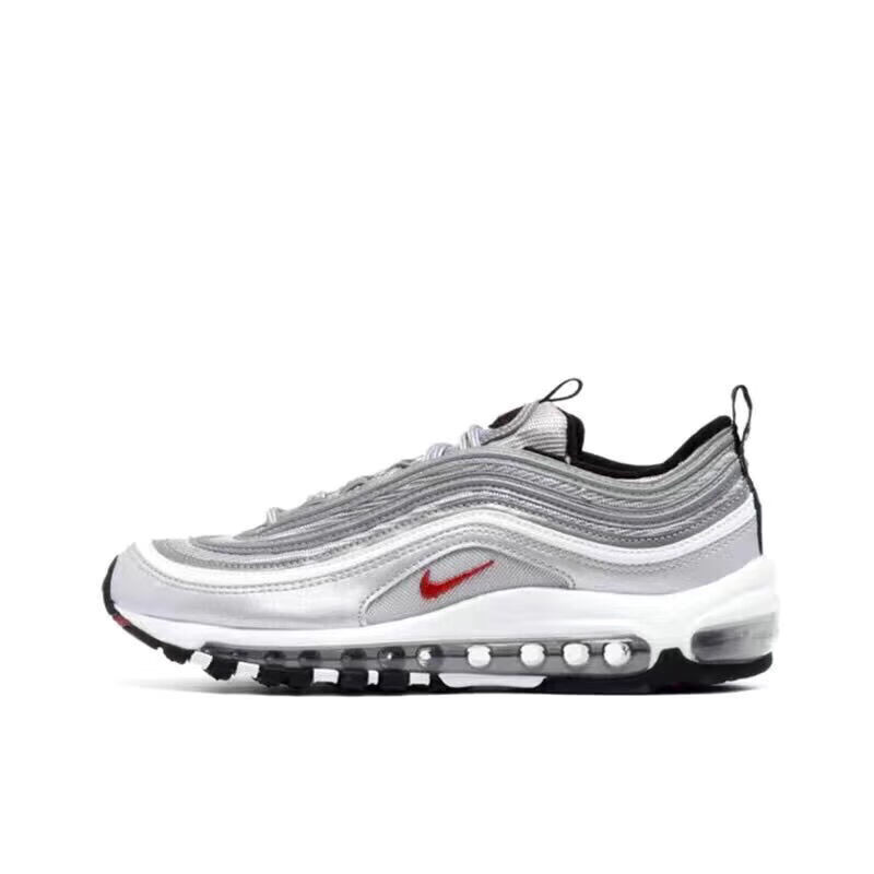 airmax97运动鞋灯芯绒全掌气垫鞋笑脸男女鞋反光跑步运动鞋白炫彩36