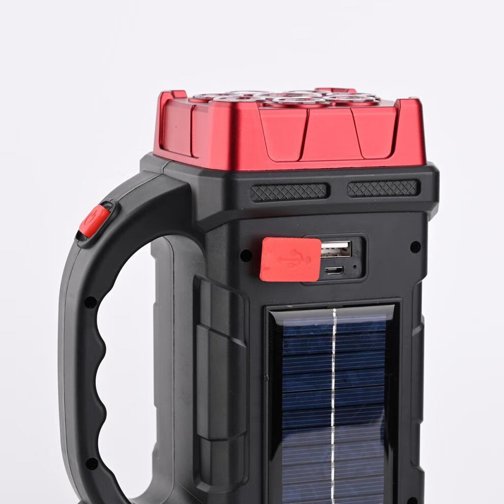 追拓cob多功能户外应急手提探照灯太阳能双色usb充电野营户外照明电筒