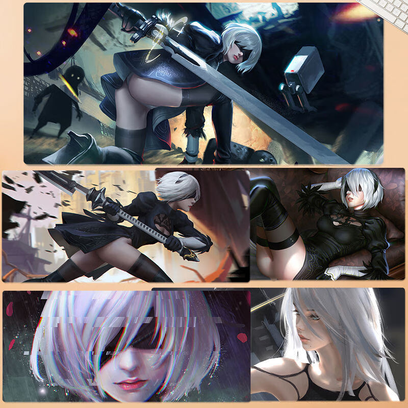 尼尔机械纪元鼠标垫 周边2b小姐姐a2游戏9s超大号加厚键盘来图定制桌