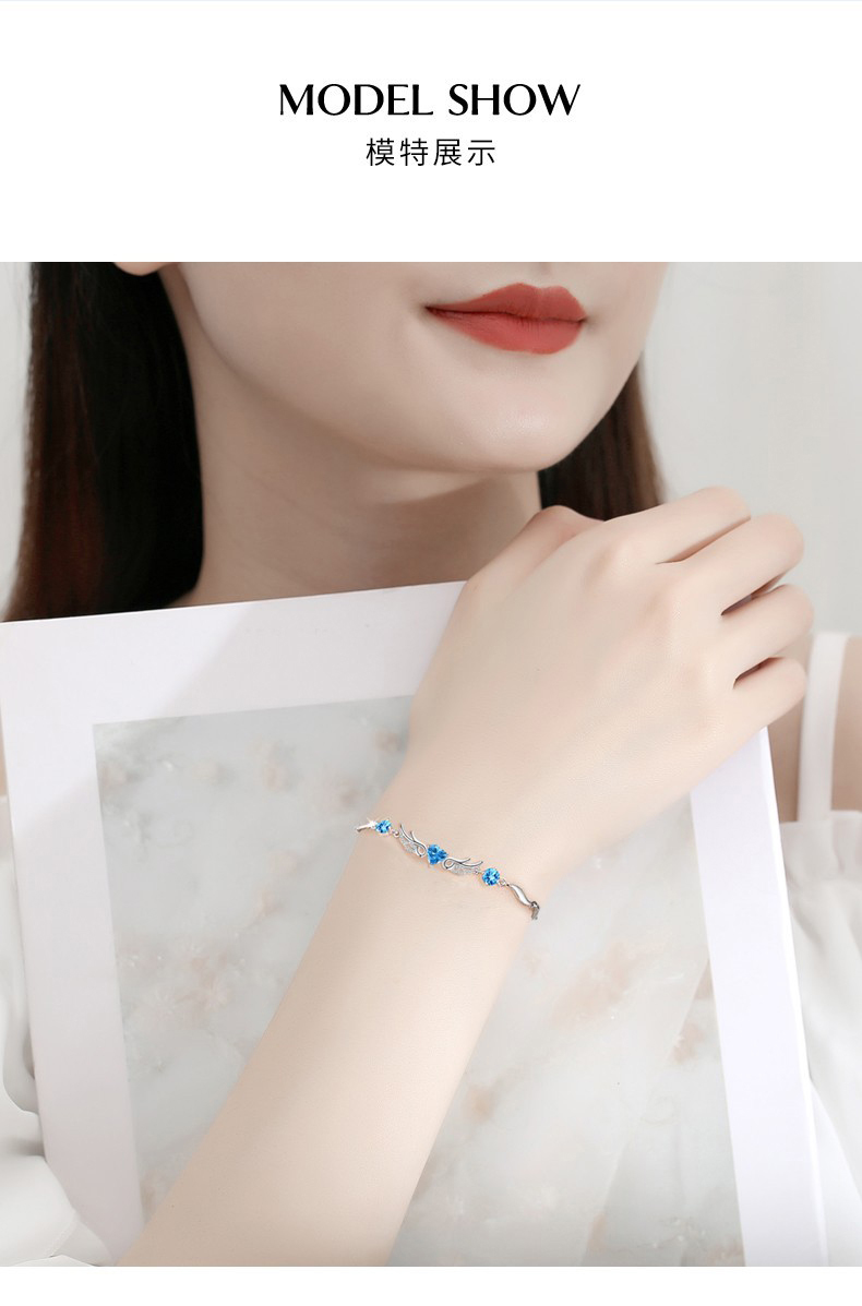 迪后轻奢品牌手链女轻奢时尚饰品水晶天使之翼镶钻手饰520生日情人节