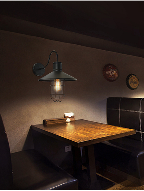 复古壁灯创意装饰楼梯酒吧铁艺客厅墙灯 浅灰色 led复古灯泡