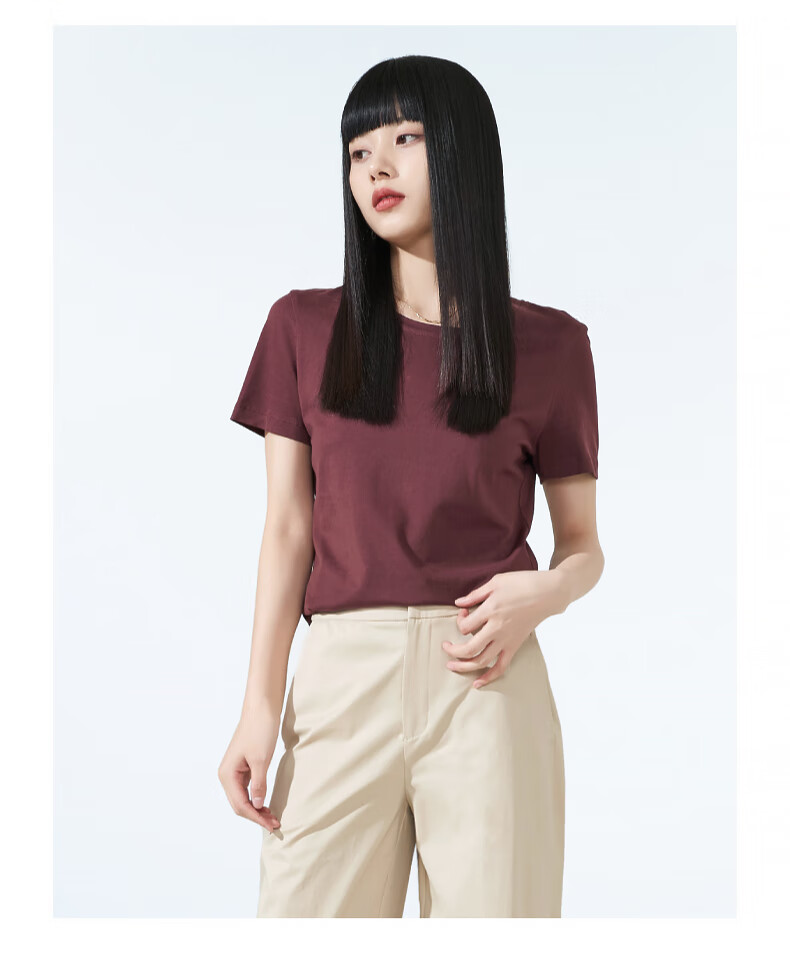 【预售】逸阳打底衫2022新款短袖t恤女夏季白色纯棉女士纯色简约半袖