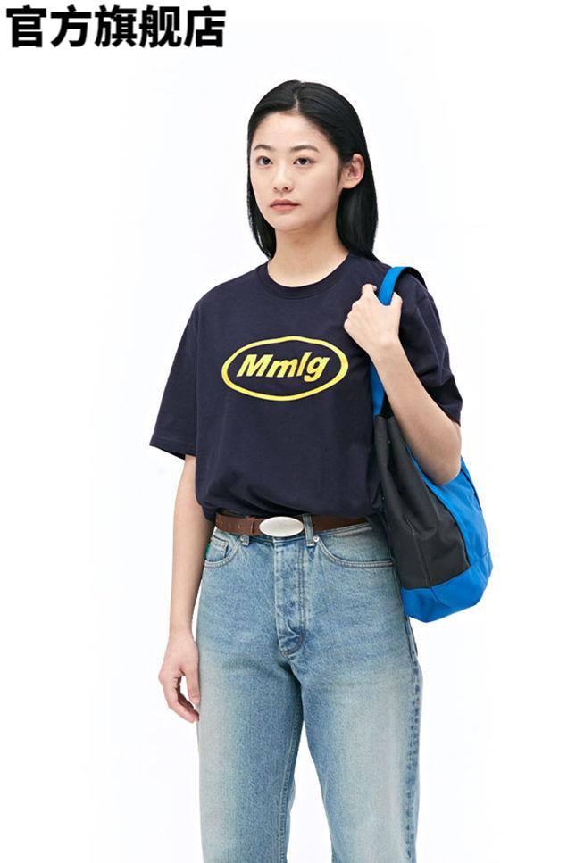 韩国mmlg短袖1987t恤女夏宽松情侣黑白色正肩男mmlgt潮牌粉色潮牌风