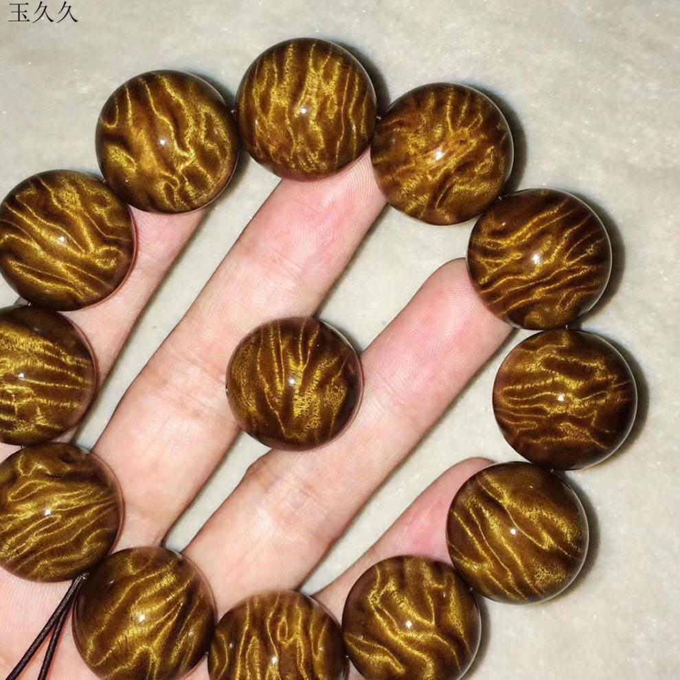 玉久久金丝楠木手串宗四川金丝楠木手串龙胆纹水波纹闪电小叶桢楠老料