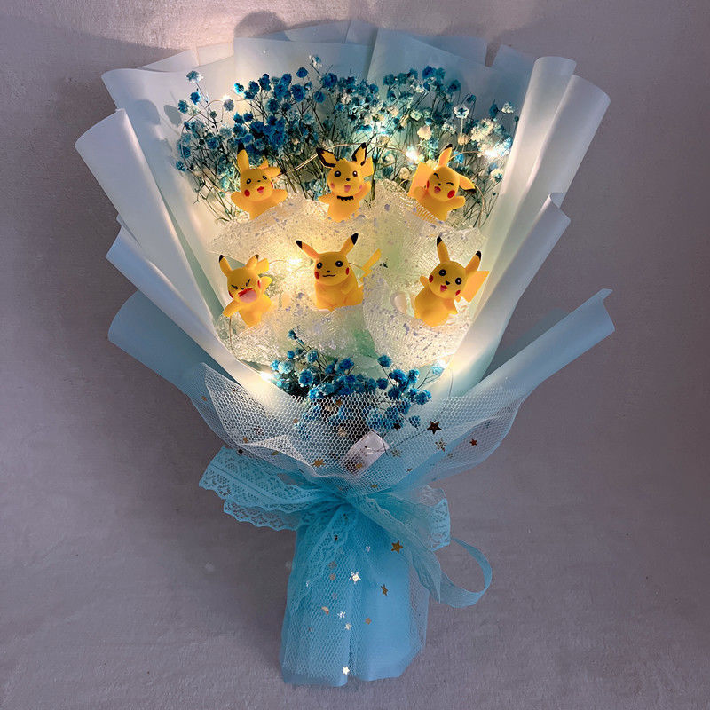 创意皮卡丘卡通玩具满天星小花束儿童生日礼物七夕情人节送女友结婚
