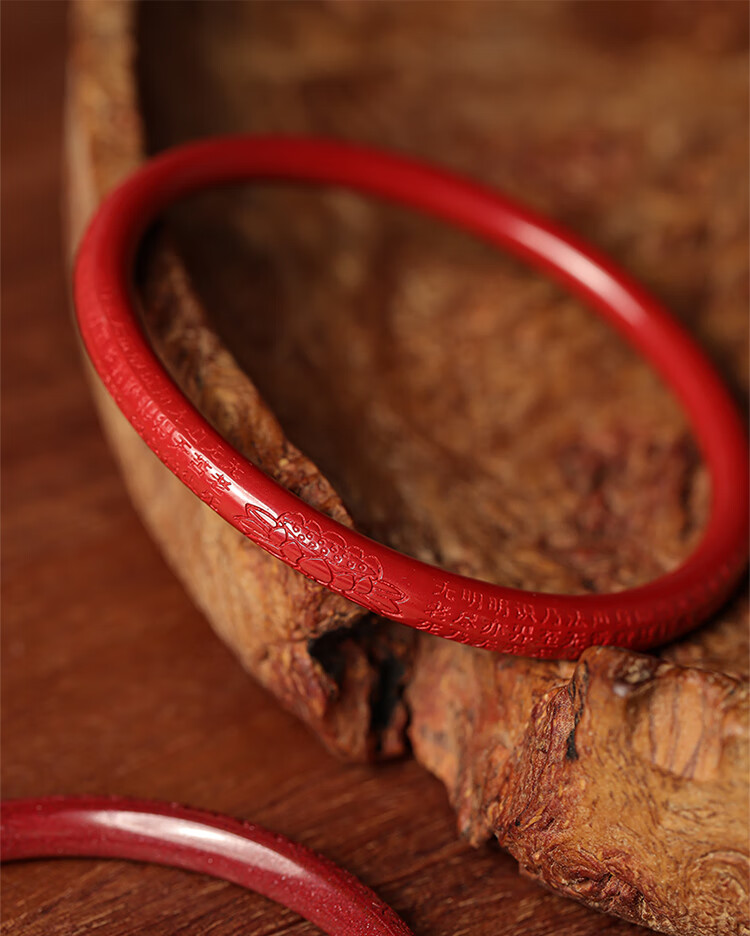 似卿高含量紫金砂帝王砂心经手镯细条女民族风叮当镯子帝王砂心经手镯