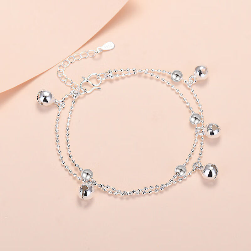 仁尼【刻字】高颜值新925银色超仙星星铃铛手链ins不掉色饰品闺蜜生日