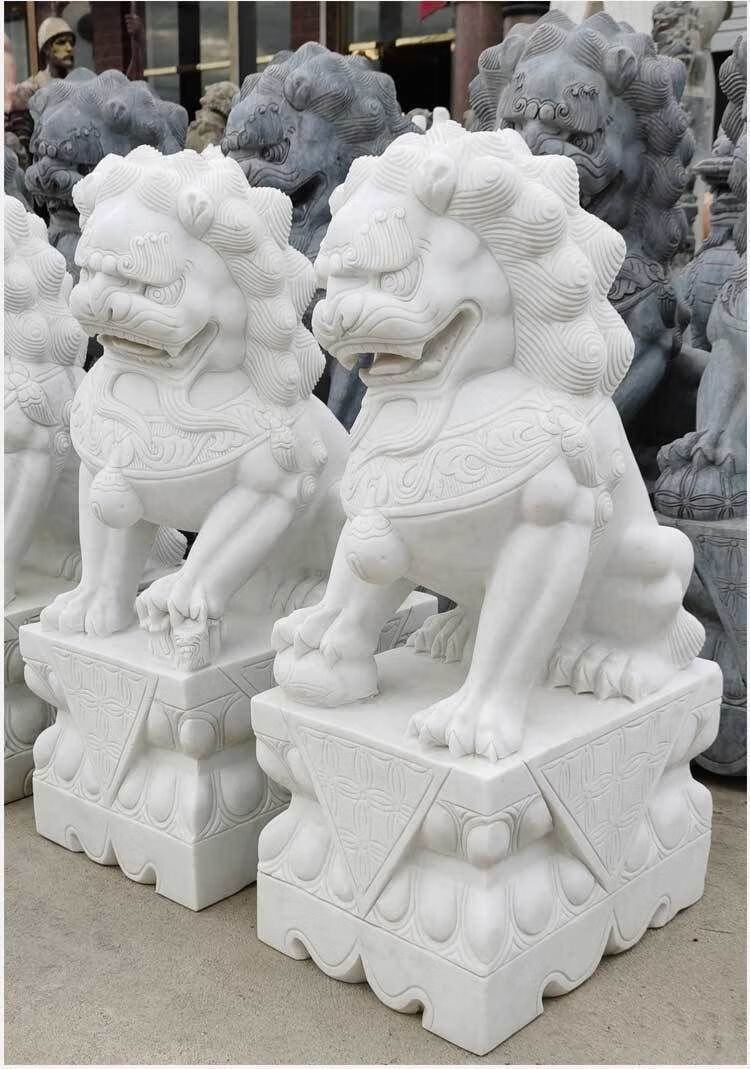 石雕石狮子一对汉白玉狮子看门镇家用大门口别墅摆件狮子墓前迷你狮