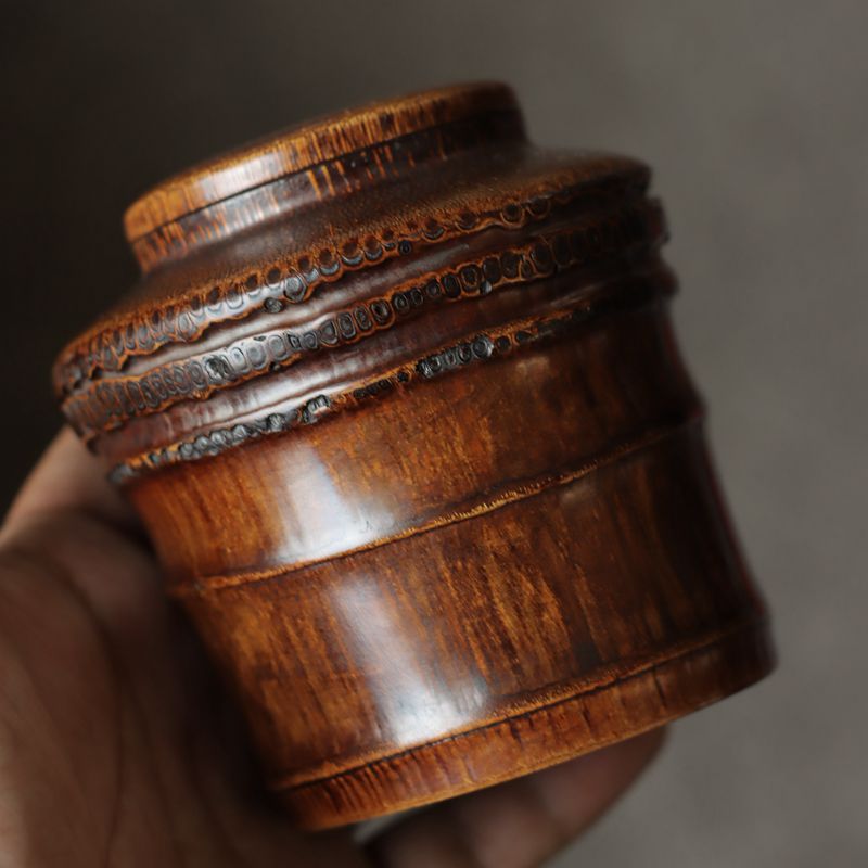 品茶客文玩竹根茶叶罐 把玩老竹根竹筒茶仓防潮罐茶叶包装盒醒茶罐