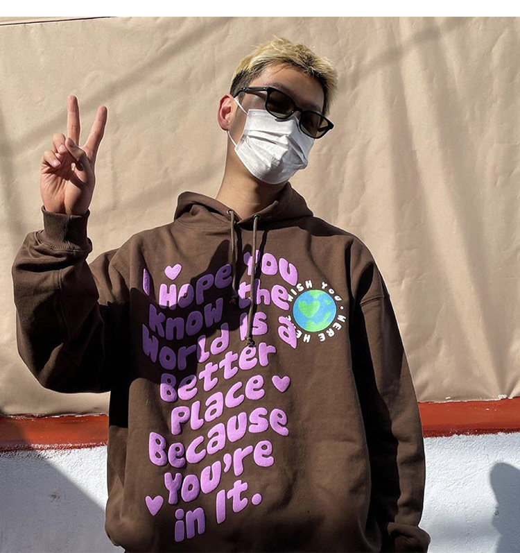 正确版本现货送贴纸潮牌noko满印字母宽大oversize风连帽卫衣bf男女