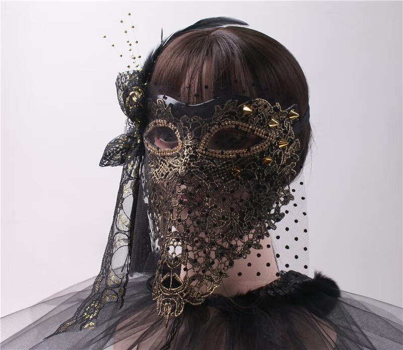 万圣节面纱全脸面具美女舞台蒙面歌王唱歌派对舞会神秘 长面纱【图片