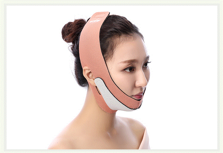 提拉紧致v脸面罩学生双下巴头套去除双下巴双下巴矫正 升级版面罩粉色