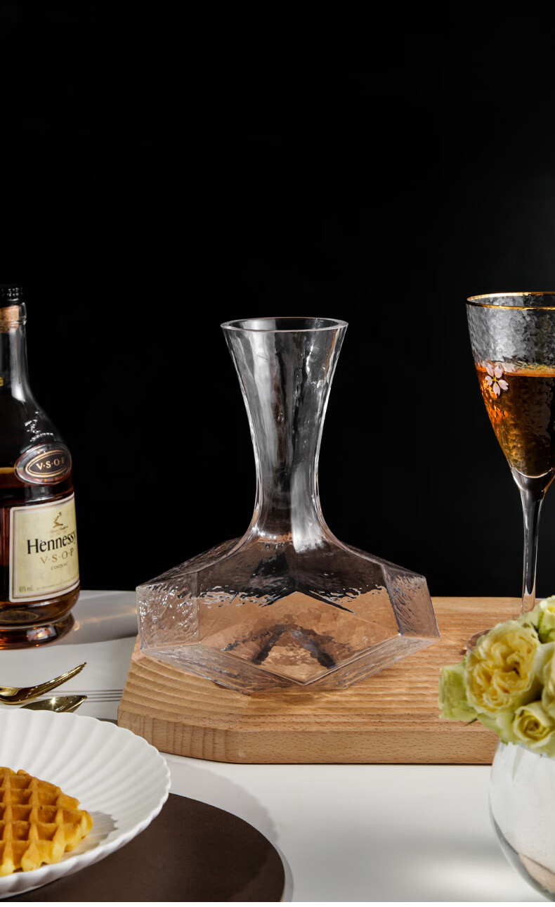 升级款分酒器网红北欧红酒醒酒器家用网红冷纹玻璃分酒器锤纹几何醒酒