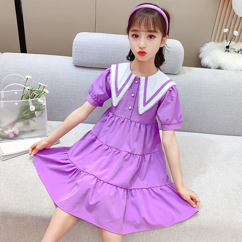 谛豪诺女童雪纺连衣裙夏季薄款裙子中大童公主裙12岁-15岁儿童夏装