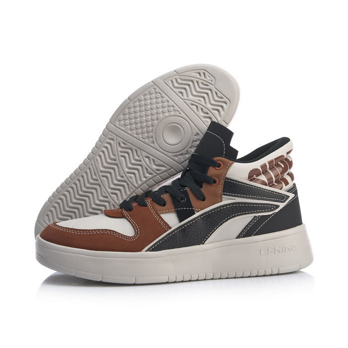 李宁【2019新品】superwave hi男子轻便中帮经典休闲鞋agcp137 雪白色