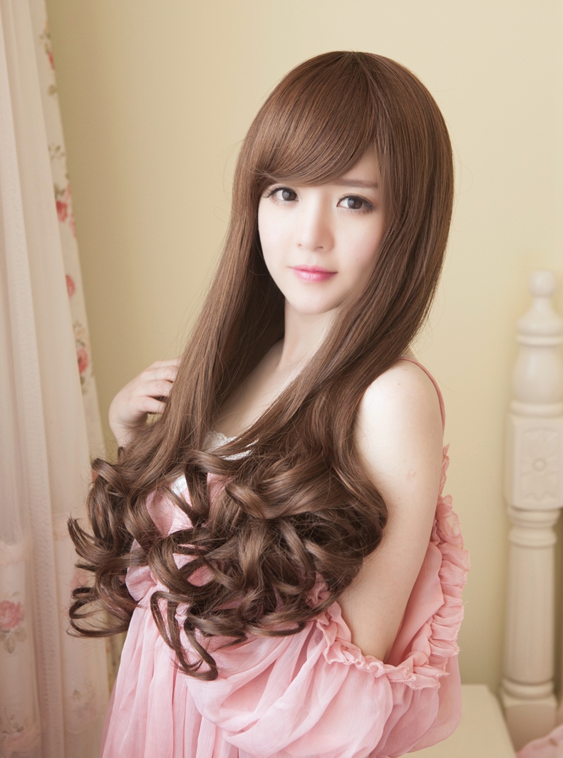 fanfushi范富诗假发女长卷发女士发型韩国大波浪斜刘海假发套长发蓬松