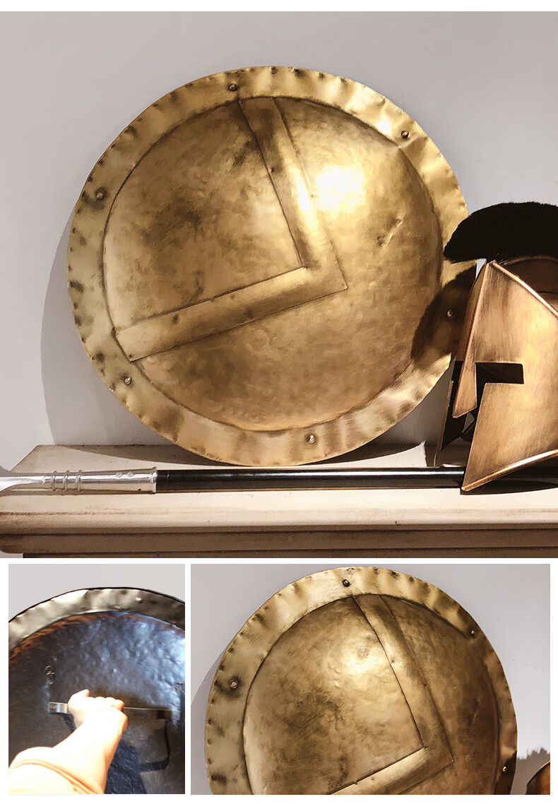 斯巴达摆件 斯巴达勇士盾牌头盔长矛中世纪摆件复古怀旧酒吧墙壁装饰