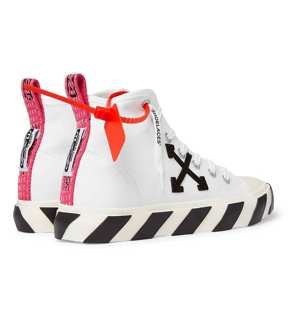 【现货】off white 2020年新款男士织物条纹系带高帮休闲运动鞋潮牌男