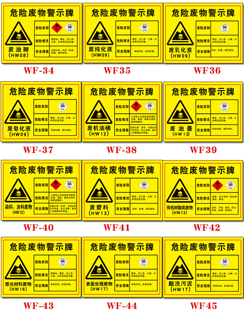 危险废物标识牌危废警示牌贴纸仓库有毒危废品标签不干胶易燃爆炸国标