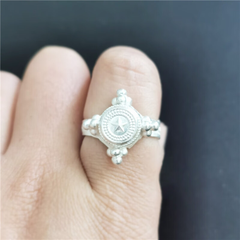 ck施华洛世奇锆凉山彝族特色戒指男款五角星手工传统复古个性民族风