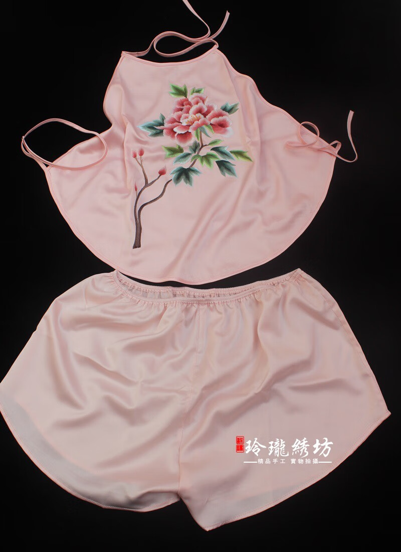 兜兜内衣 苏绣刺绣名族风肚兜内衣双层苏州丝绸中国风睡衣古风绣花