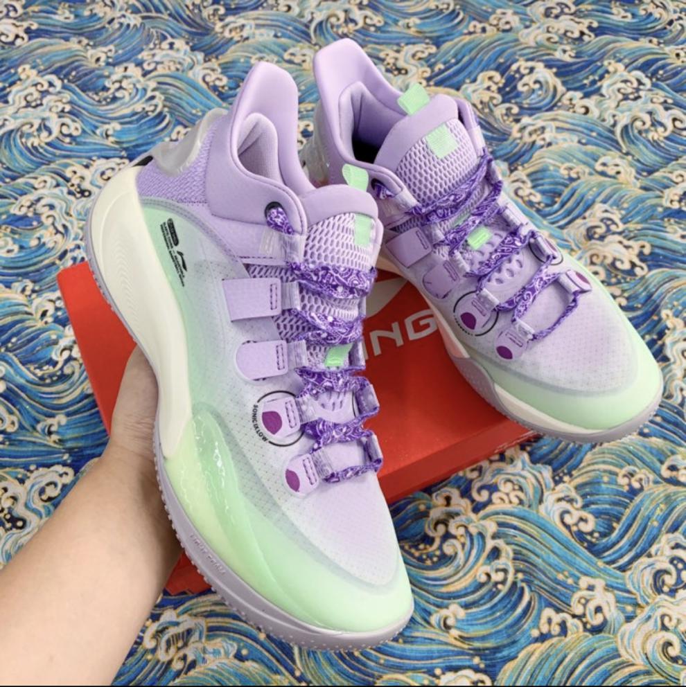 适配 音速9 low淡柔紫扎染紫色腰果花梦境篮球鞋鞋带 绿色腰果花鞋带