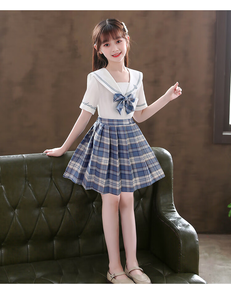 jk制服儿款童小学生女夏季女生jk裙子洋气时髦套装百褶裙夏装学院风