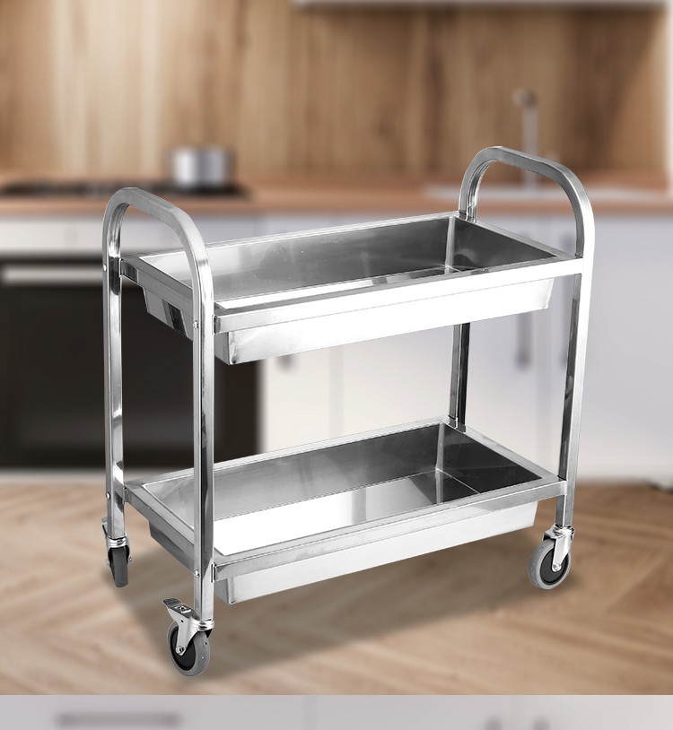 中粹加厚不锈钢餐车小推车多层商用酒店餐厅酒水车移动收餐车收碗车