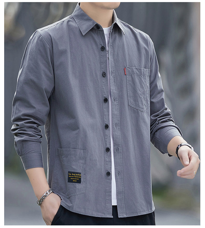 南极人 工装男长袖春秋季宽衣外套衣服纯棉夹克 2201卡其色 m【图片