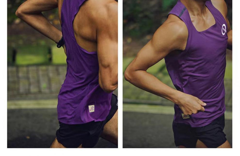 马拉松网孔男款竞技跑步背心健身轻薄透气速干纯色qinkung轻功 夏