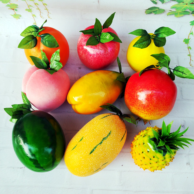 套装家居装饰品摄影塑料道具假水果模型幼儿园玩具 浅黄色 特大号石榴