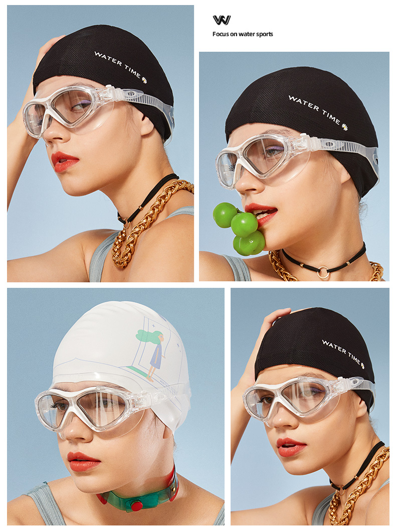 watertime泳镜近视防水防雾高清大框男女游泳眼镜潜水眼镜装备 冰墨镜
