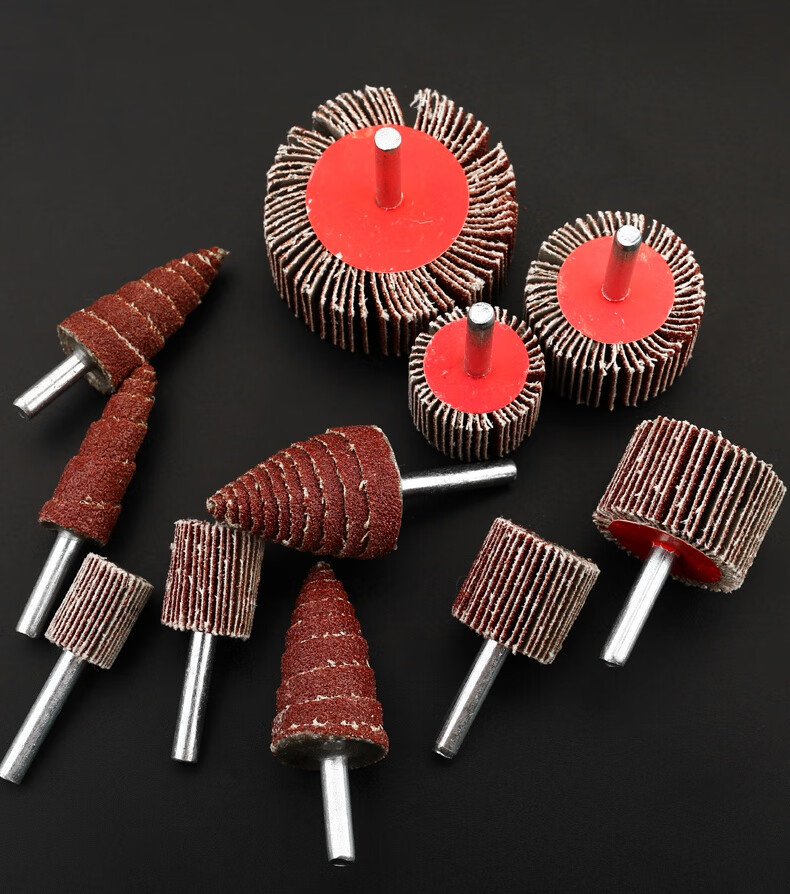 带柄百叶磨头圆柱型圆形打磨头百叶轮抛光砂纸千叶轮砂纸圈打磨轮 柱