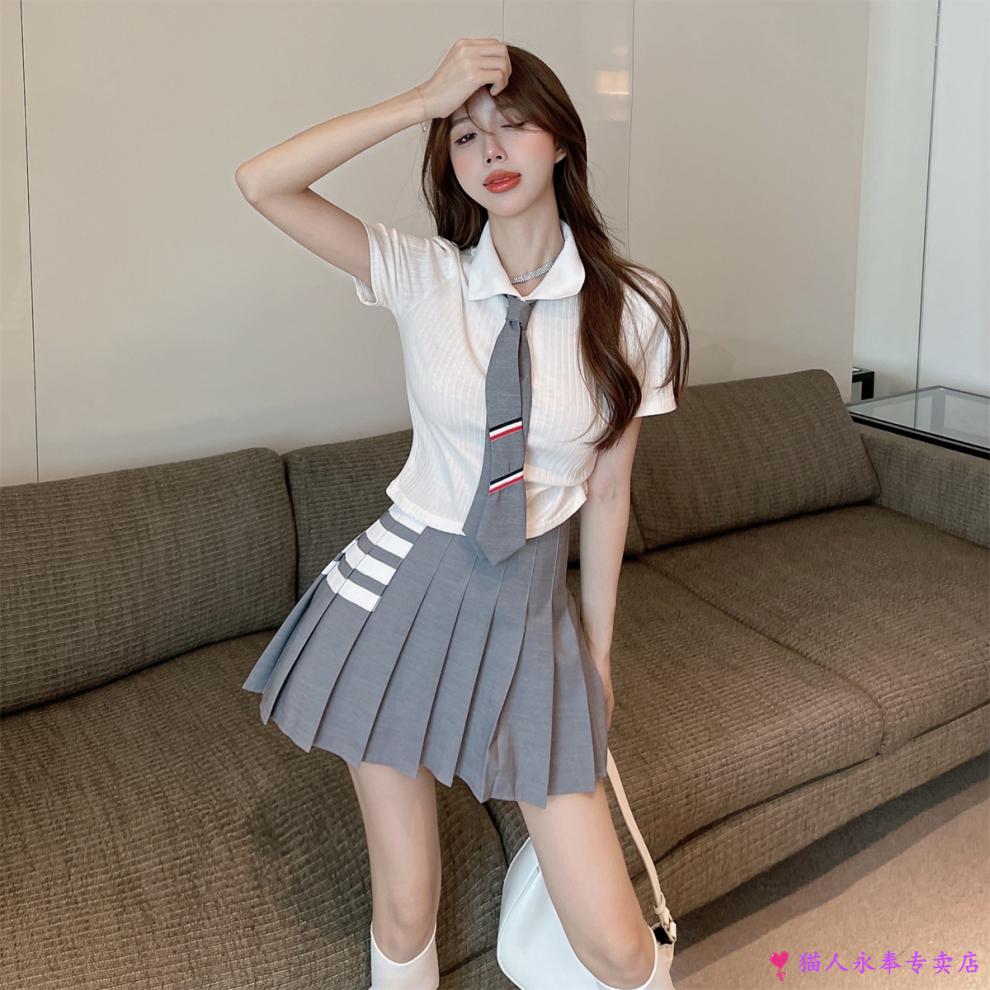 【京选好货】猫人学院风套装女jk制服百褶裙两件套小个子学生校园风