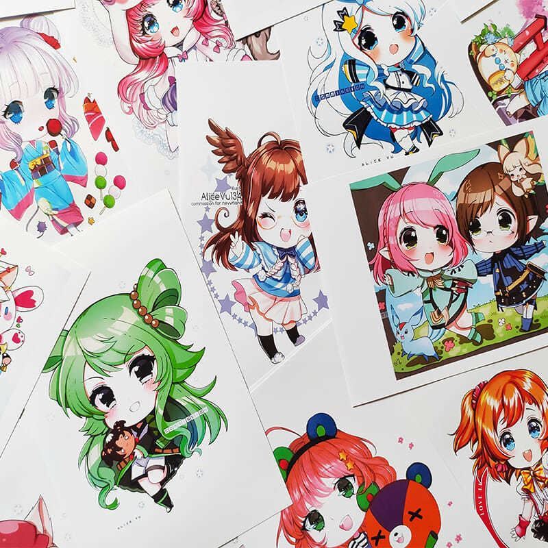 人物女生美术马克笔范画画室素材考级儿童绘画卡片 中级动漫少女a(40